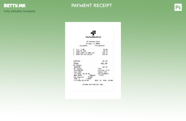 Модерен стил Шаблон за потврда за плаќање Хербал Медицински